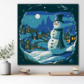 Snowman in the moonlight - painting by numbers
